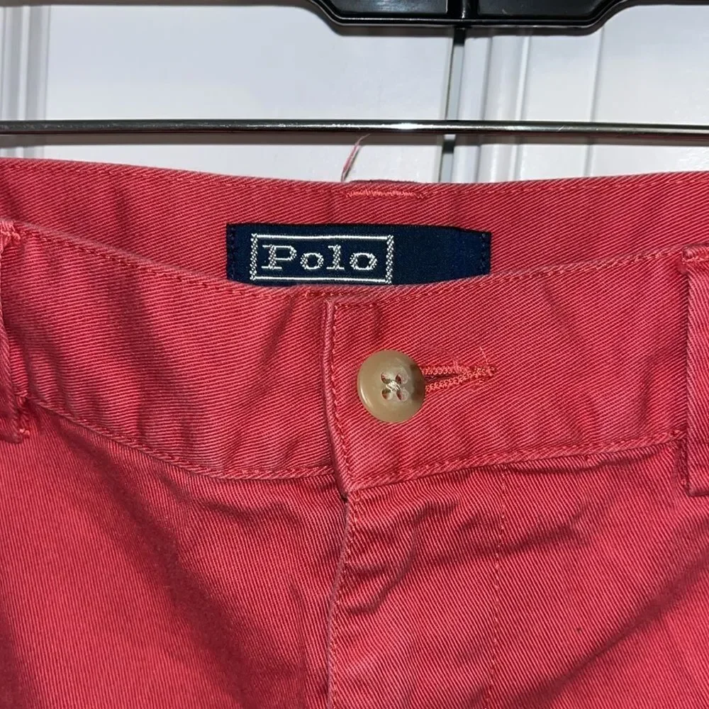 Red Mauve Mens Polo Ralph Lauren Flat Front 8” Bermuda Chino Khaki Shorts 38